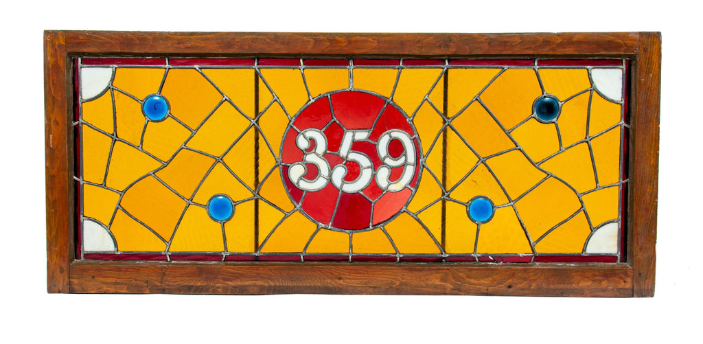 original oversized 1880s salvaged chicago american victorian residential transom address winow with large rondels