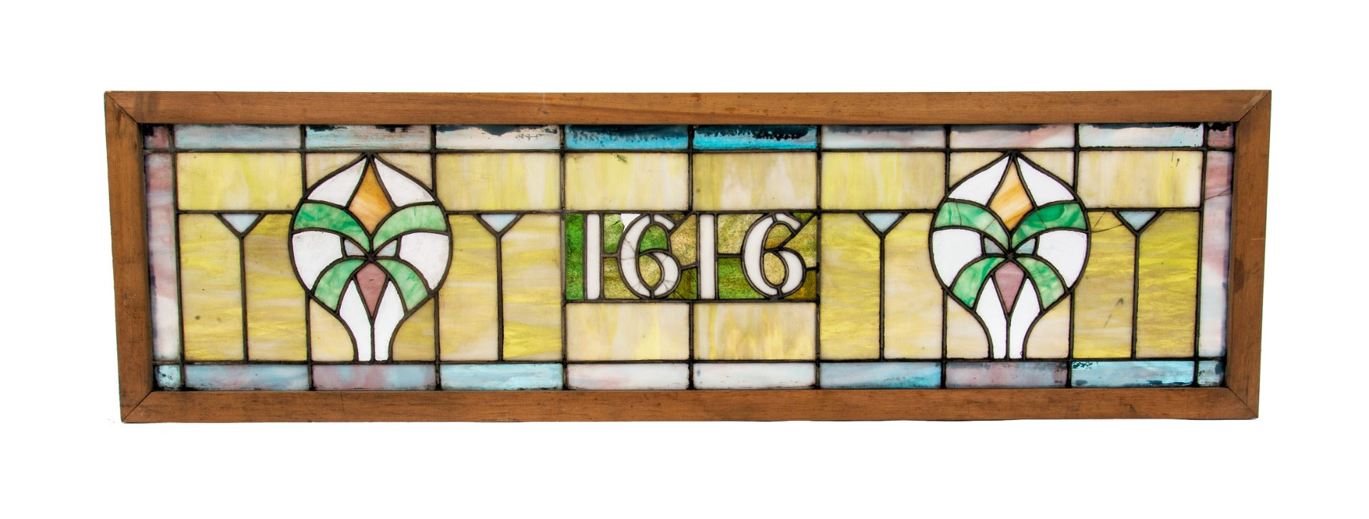 early 20th century salvaged chicago oversized craftsman style stained glass transom window