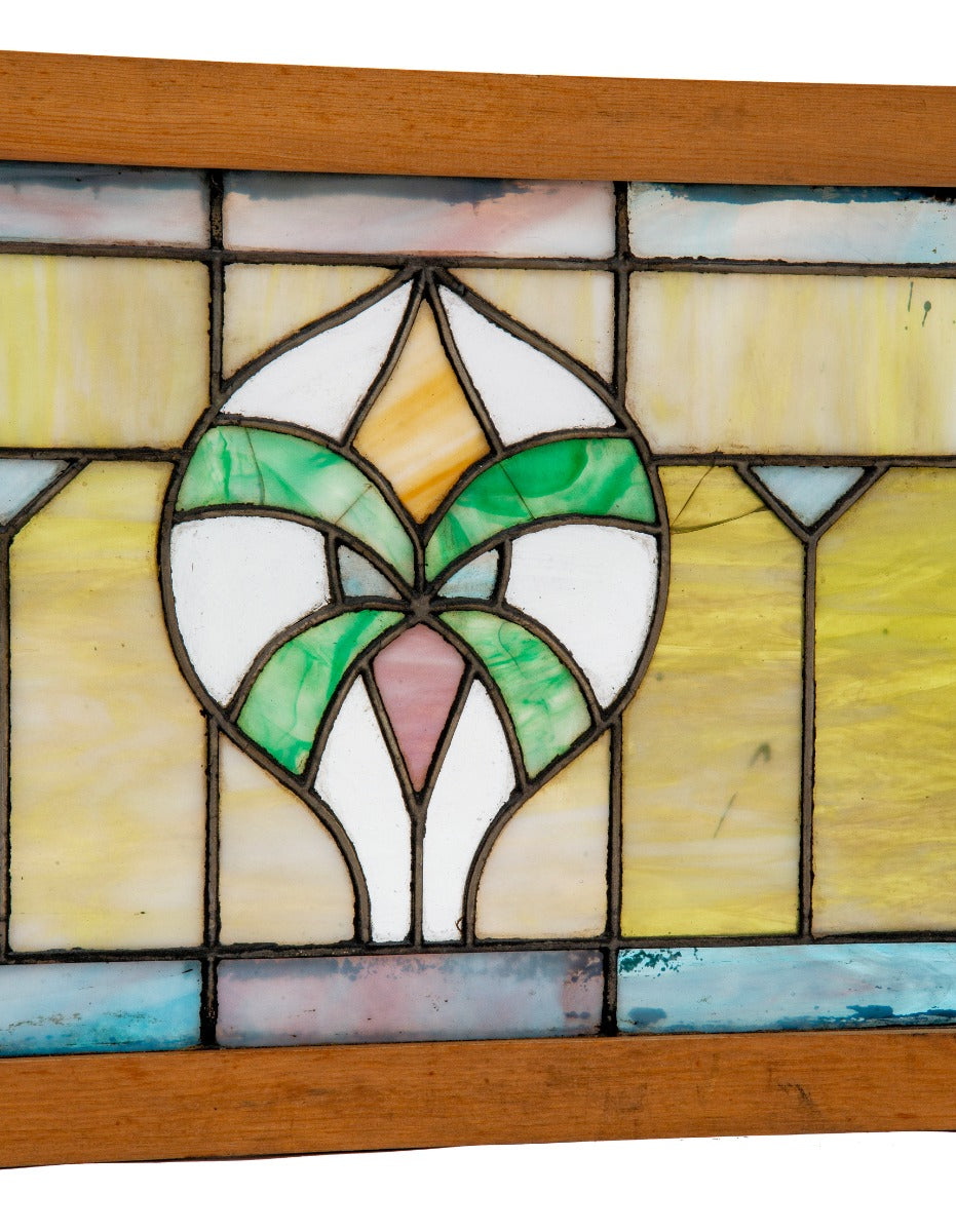 early 20th century salvaged chicago oversized craftsman style stained glass transom window