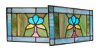 two matching early 20th century diminutive salvaged chicago arts and crafts style stained glass windows
