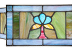 two matching early 20th century diminutive salvaged chicago arts and crafts style stained glass windows