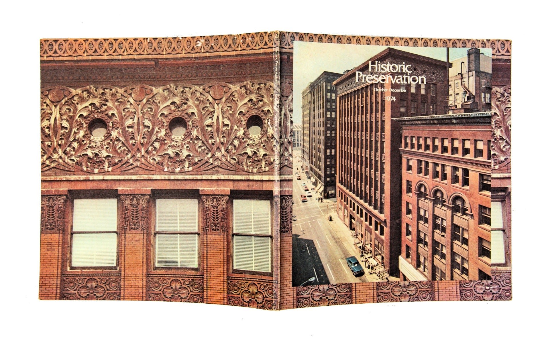 hard to find original softbound 1974 historic preservation magazine highlighting louis sullivan's wainwright building