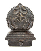 original 1892 edbrooke and burnham-designed ornamental cast iron newel post bottom cap from mecca flats