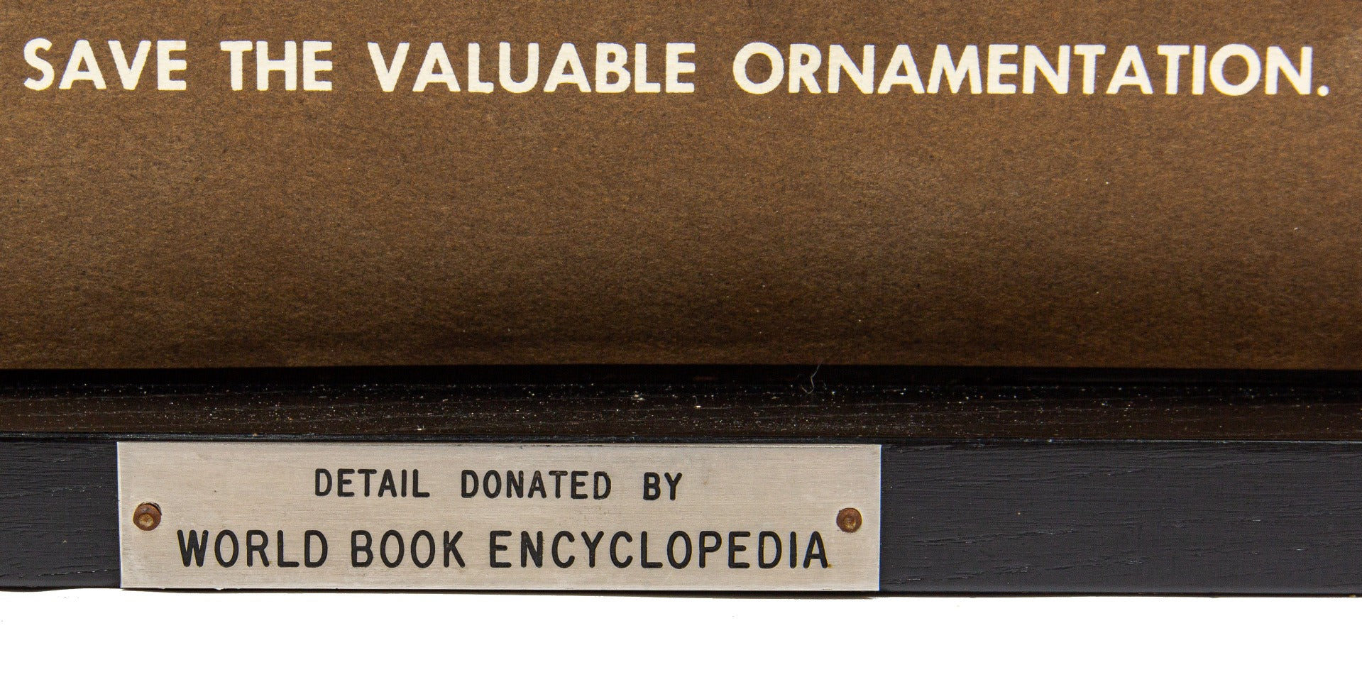 rare museum-quality 1961 world book encyclopedia custom shadowbox-framed schiller building theater plaster starpod with placard, plaque, and richard nickel images