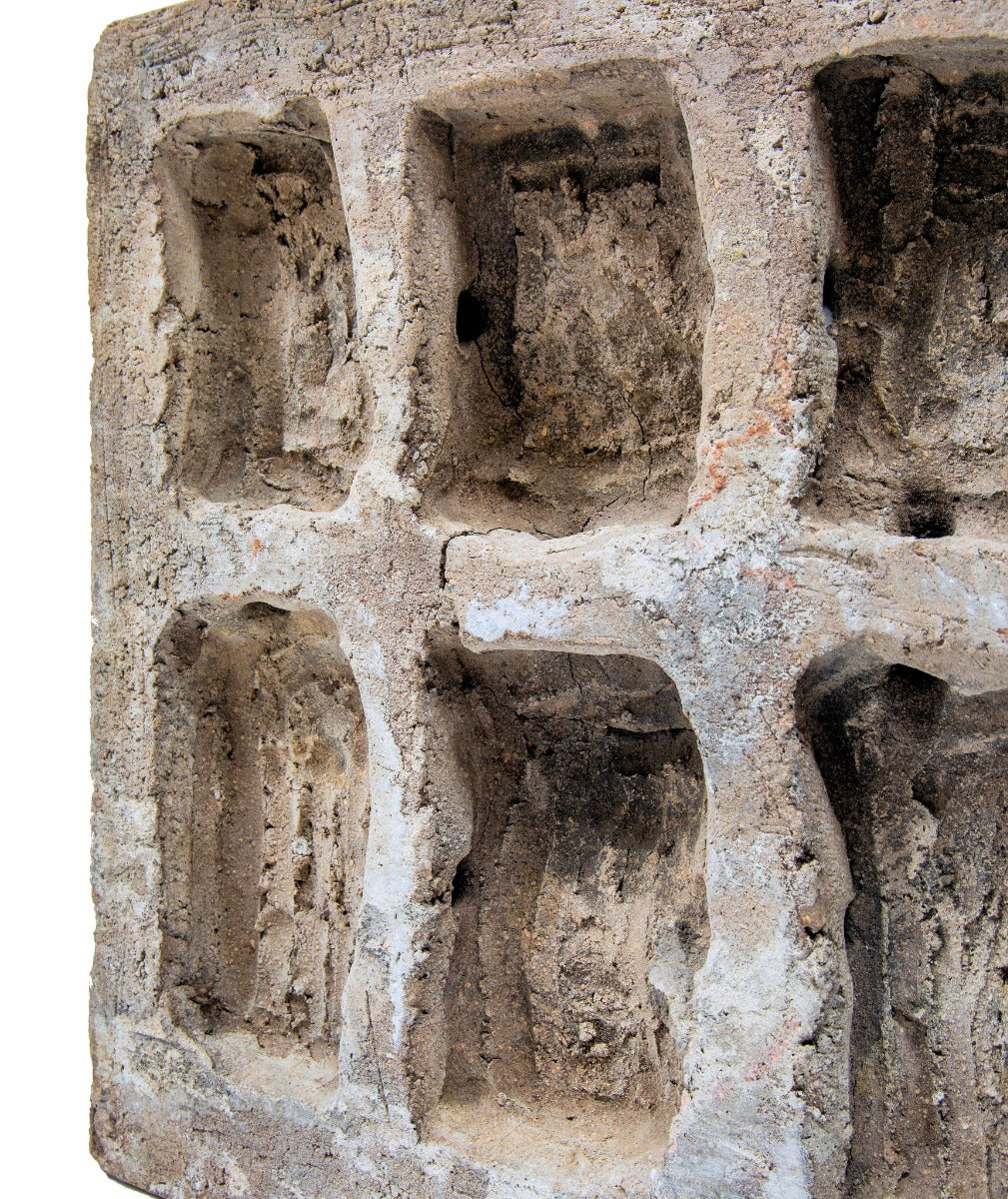 unusual early sullivanesque 1880s chicago "gray body" terra cotta block with centrally located ring salvaged from a train station