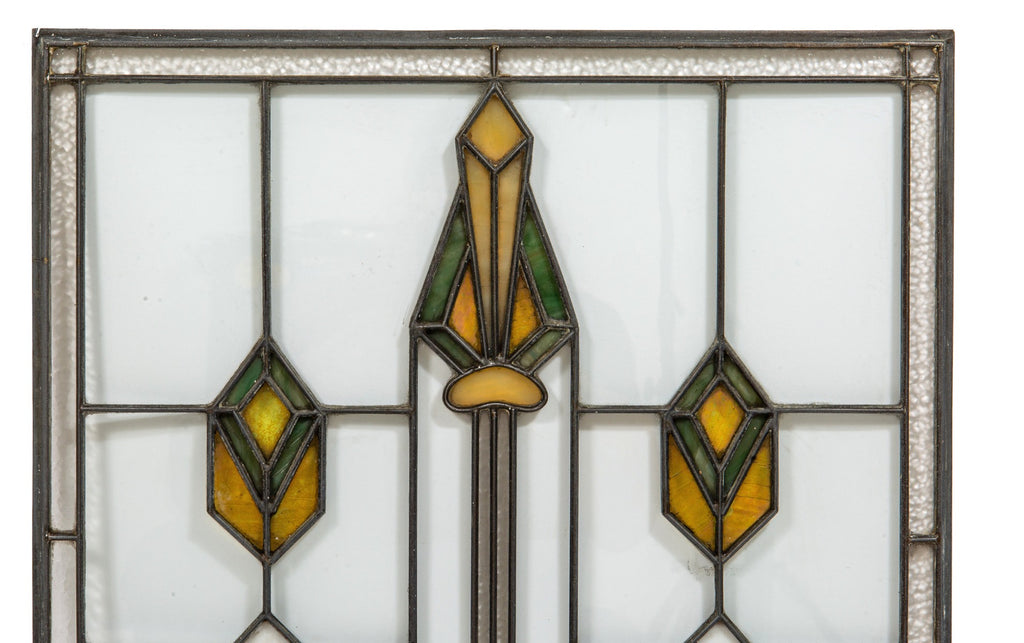 exceptional early 20th century museum-quality praire style residential art glass window attributed to linden glass company