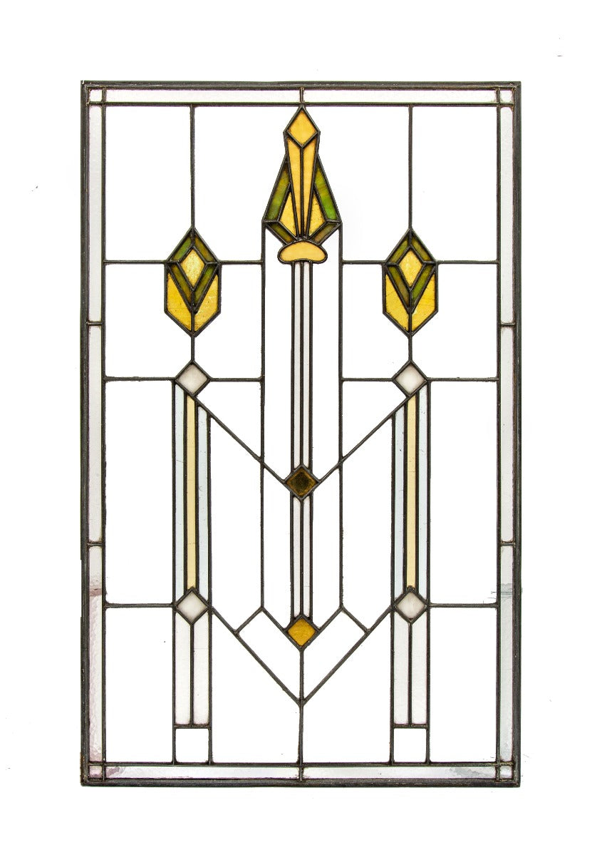 exceptional early 20th century museum-quality praire style residential art glass window attributed to linden glass company