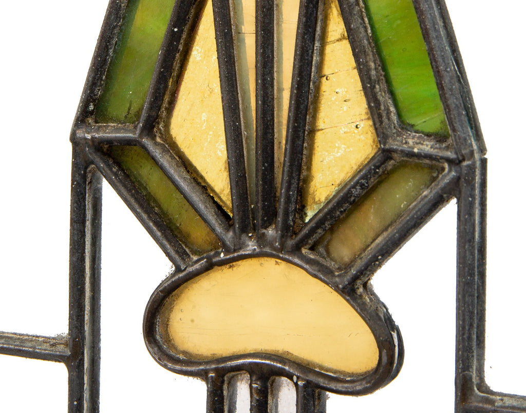 exceptional early 20th century museum-quality praire style residential art glass window attributed to linden glass company