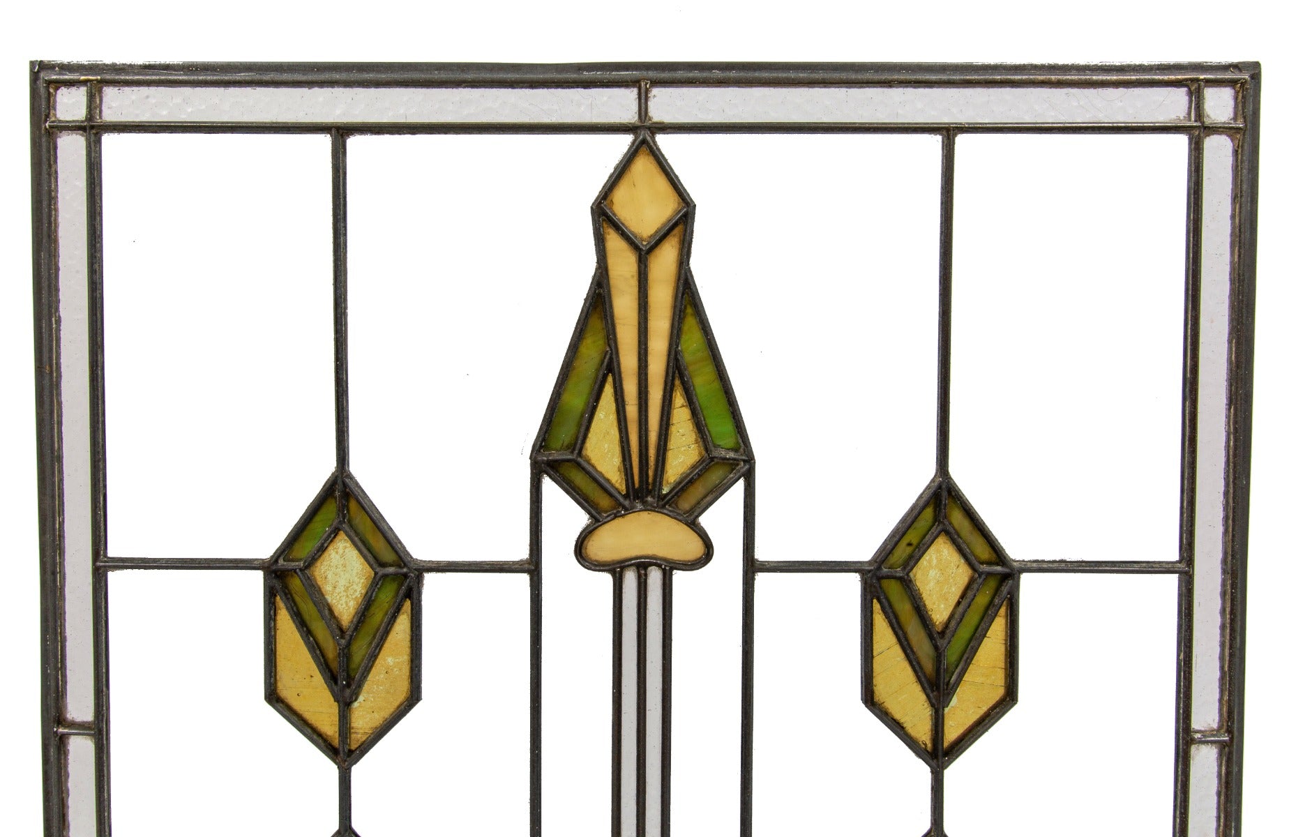 exceptional early 20th century museum-quality praire style residential art glass window attributed to linden glass company