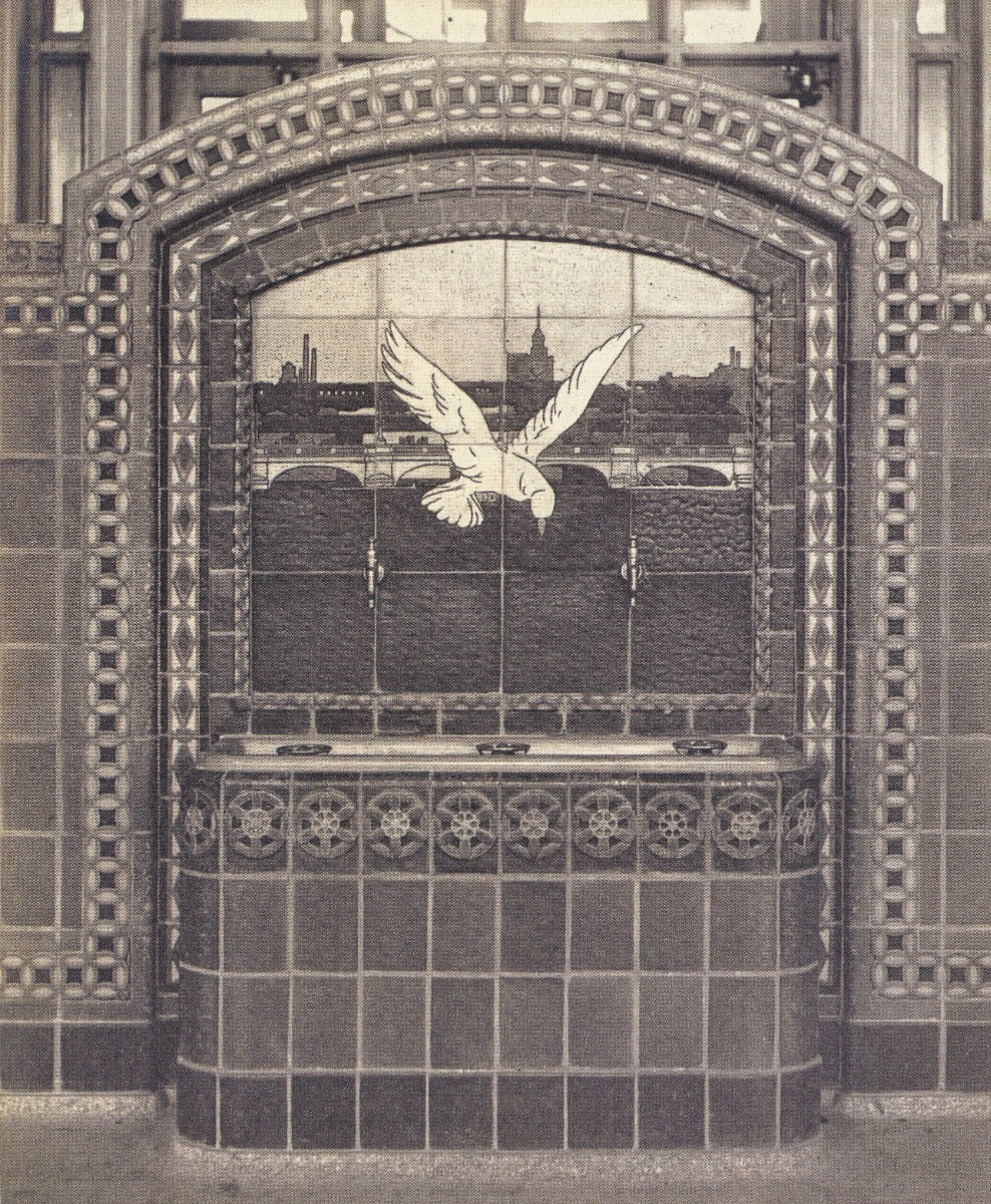 exceptionally rare claude bragdon-designed polychromed glazed gruby tile salvaged from the new york central train station in new york