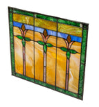 original 1915-1920 salvaged chicago interior residential antique american prairie style stained glass window
