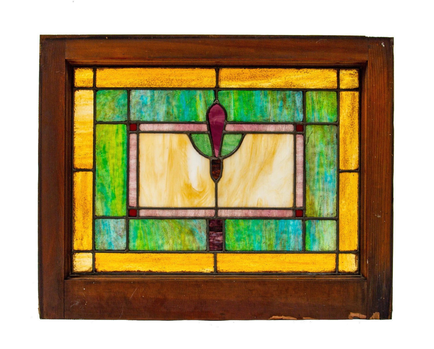 original early 20th century salvaged chicago bungalow transom stained glass window by foster and munger