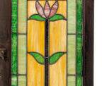 all original early 1920s rectangular-shaped salvaged chicago richly colored stained glass window with centrally located flower