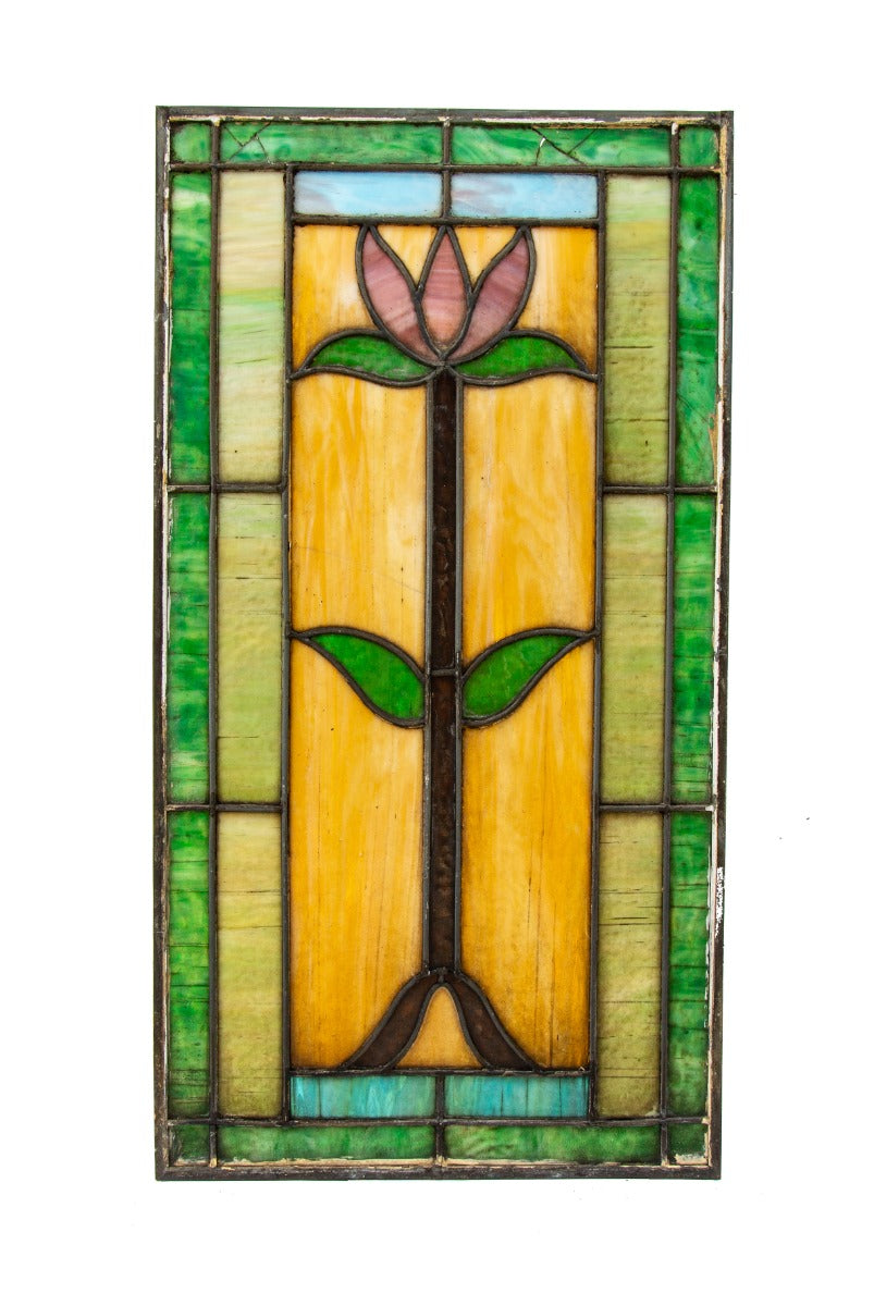 early 20th century heroy glass company arts and crafts or craftsman style cabinet door window salvaged from chicago residence