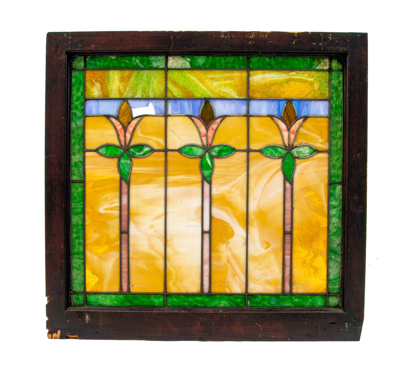 original early 20th century salvaged chicago vibrantly colored stained glass chicago bungalow transom window