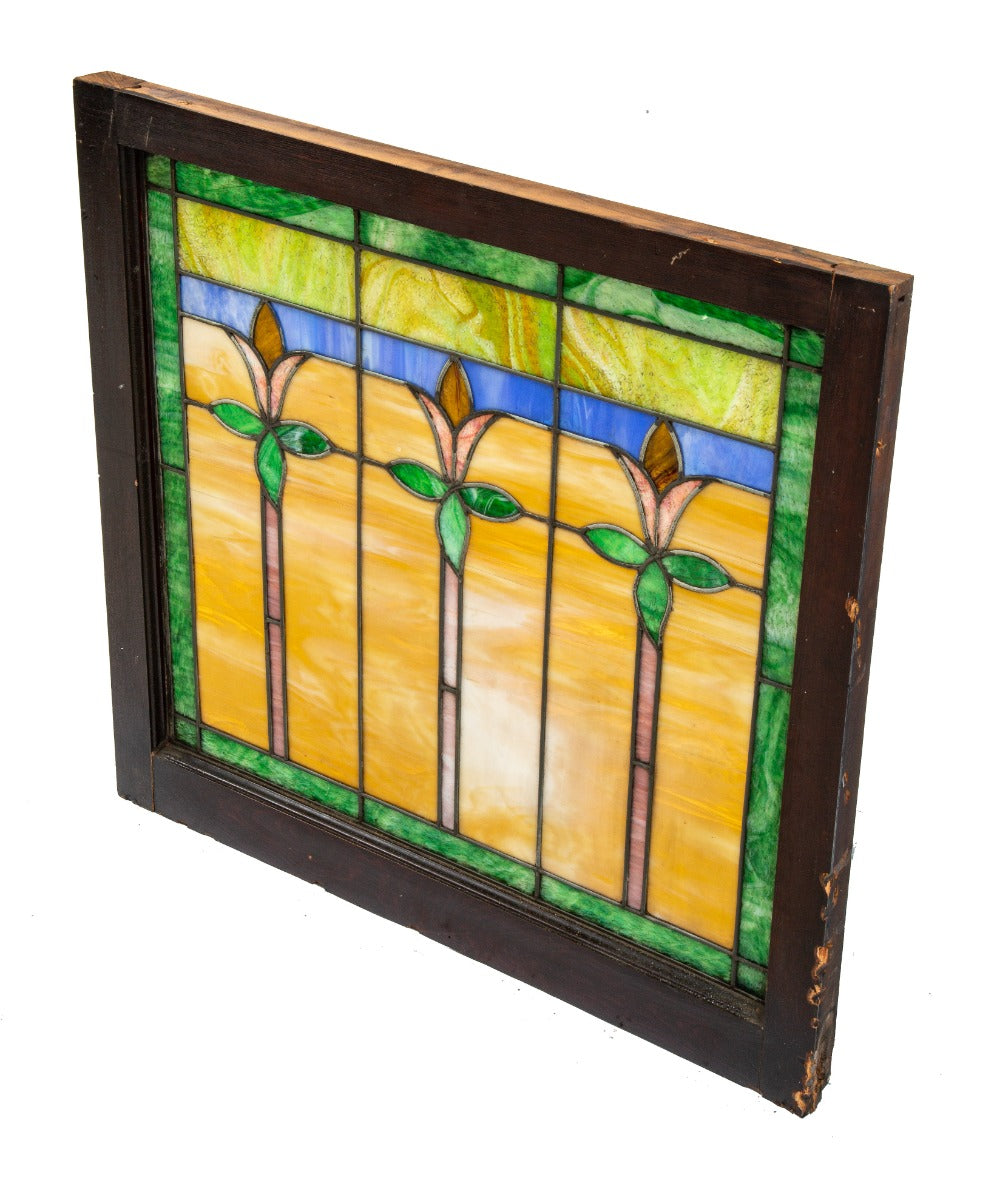 original early 20th century salvaged chicago vibrantly colored stained glass chicago bungalow transom window