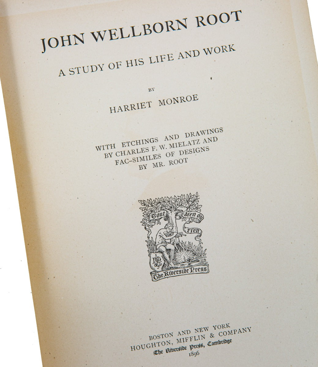 rare first edition of john wellborn root: a study of his life and work by harriet monroe 1896