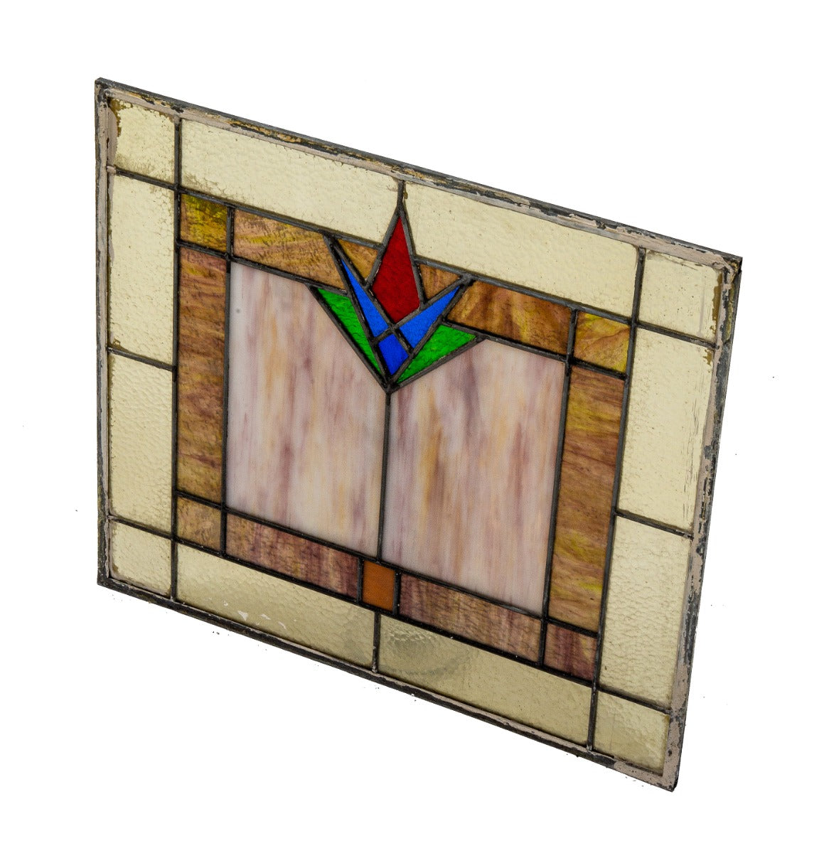 unique 1920s intact original antique american salvaged chicago stained glass transom window from bungalow