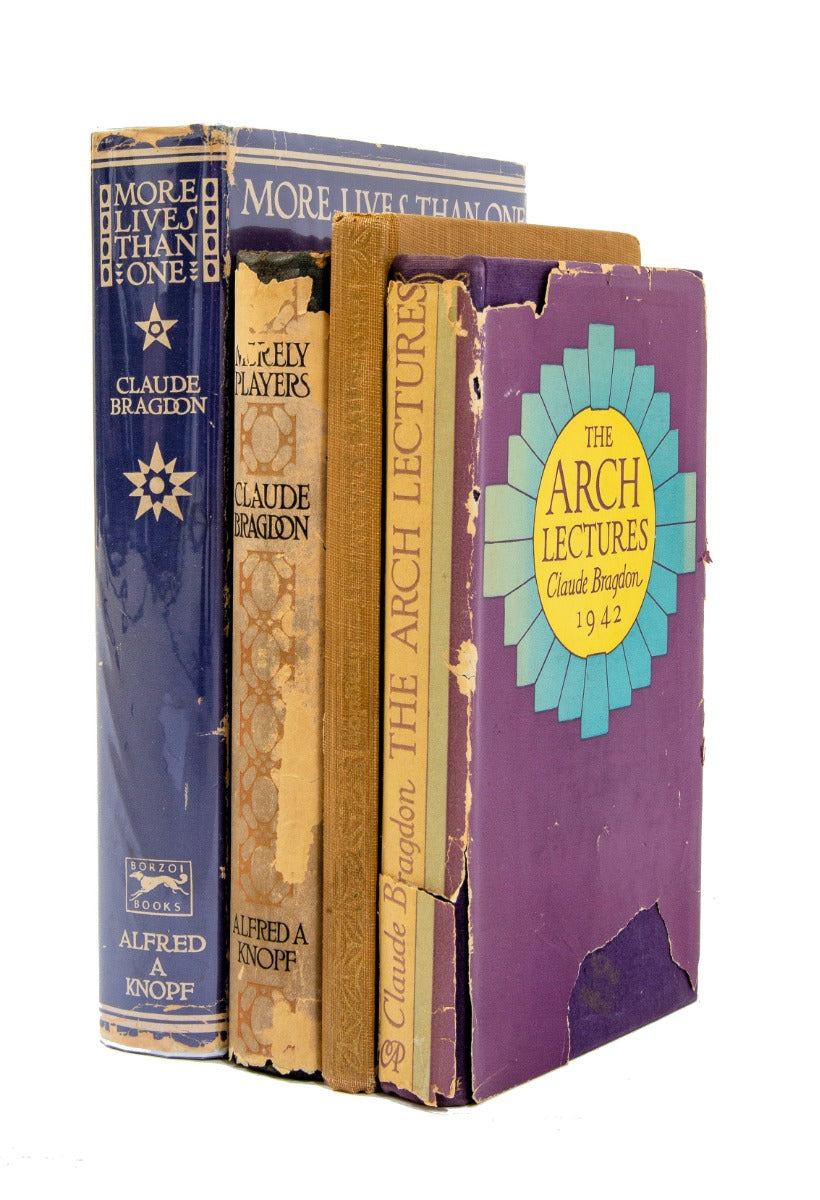group of early 20th century signed first edition claude bragdon books with largely intact dusk jackets
