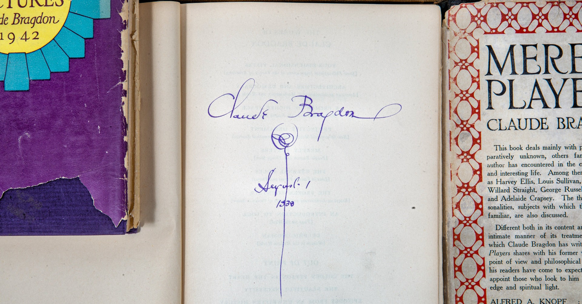 group of early 20th century signed first edition claude bragdon books with largely intact dusk jackets