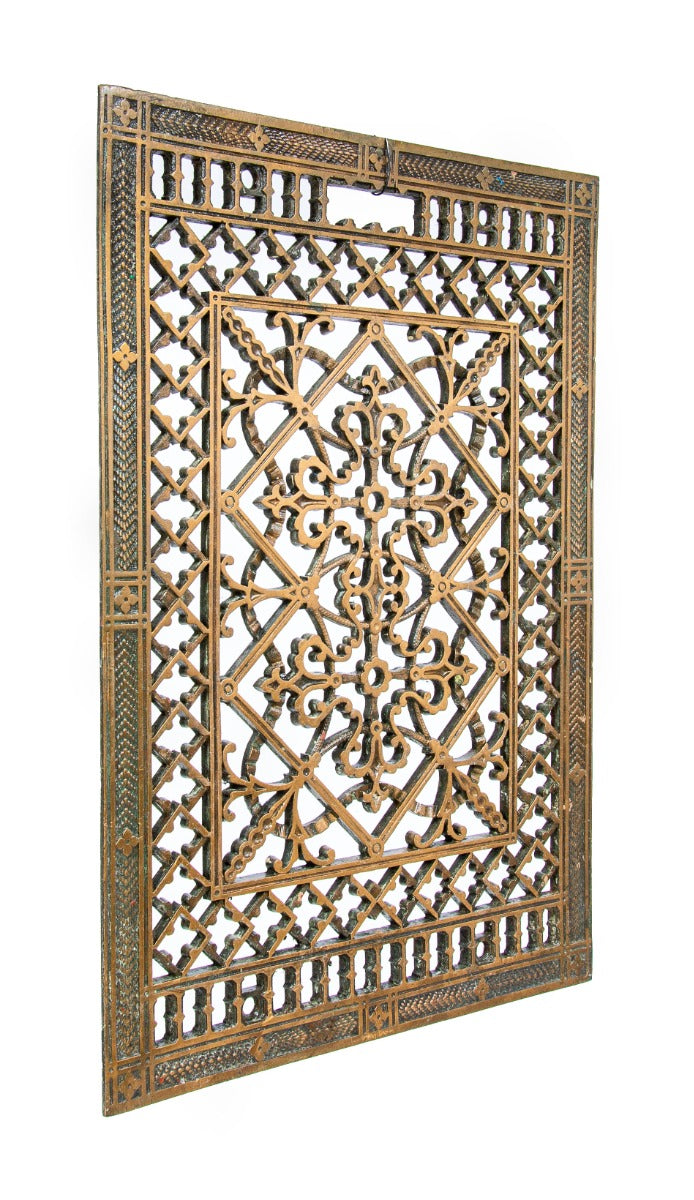 historically important solid bronze victorian-era floor grille or grate salvaged from henry ives cobb's chicago historical society building