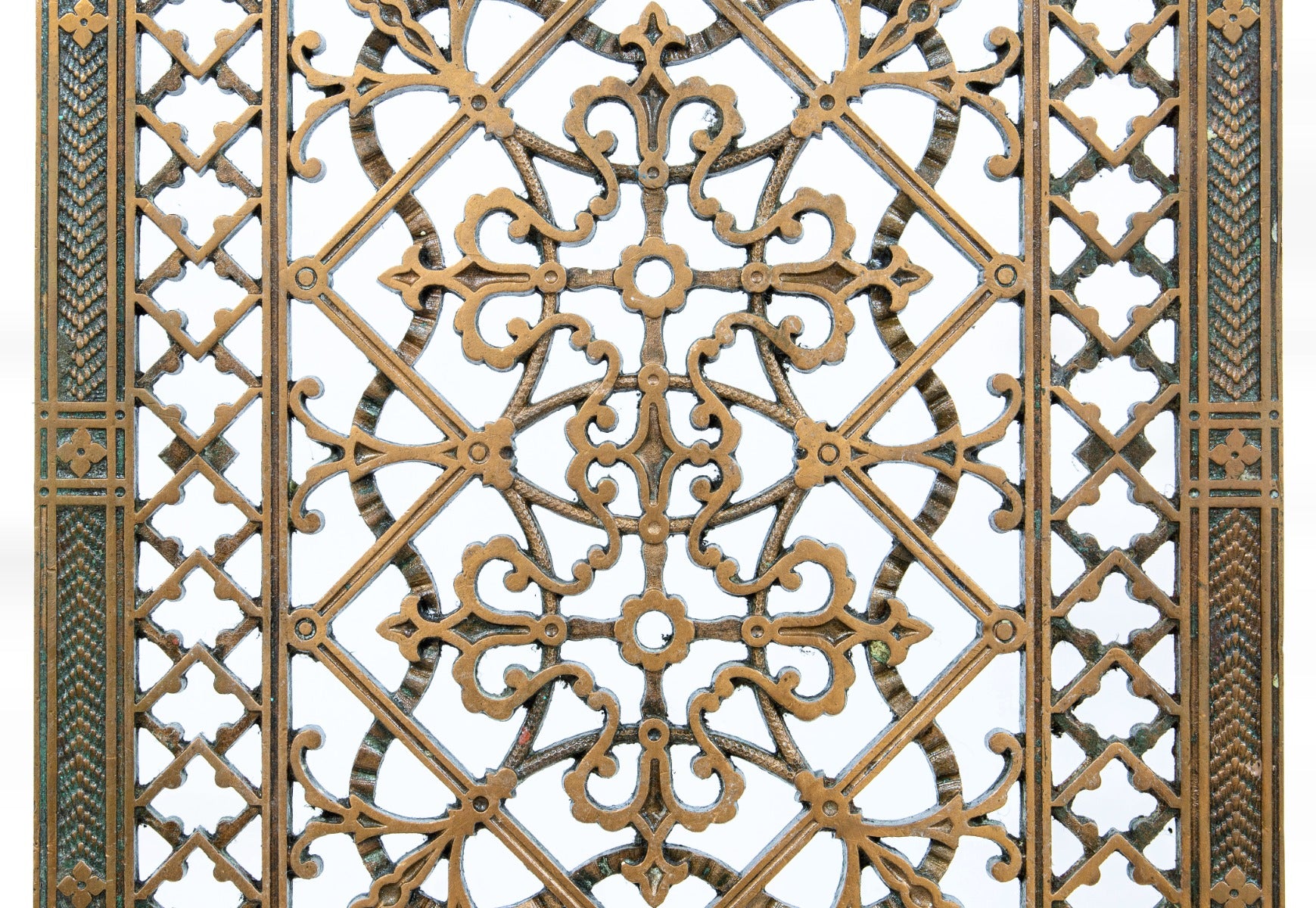historically important solid bronze victorian-era floor grille or grate salvaged from henry ives cobb's chicago historical society building
