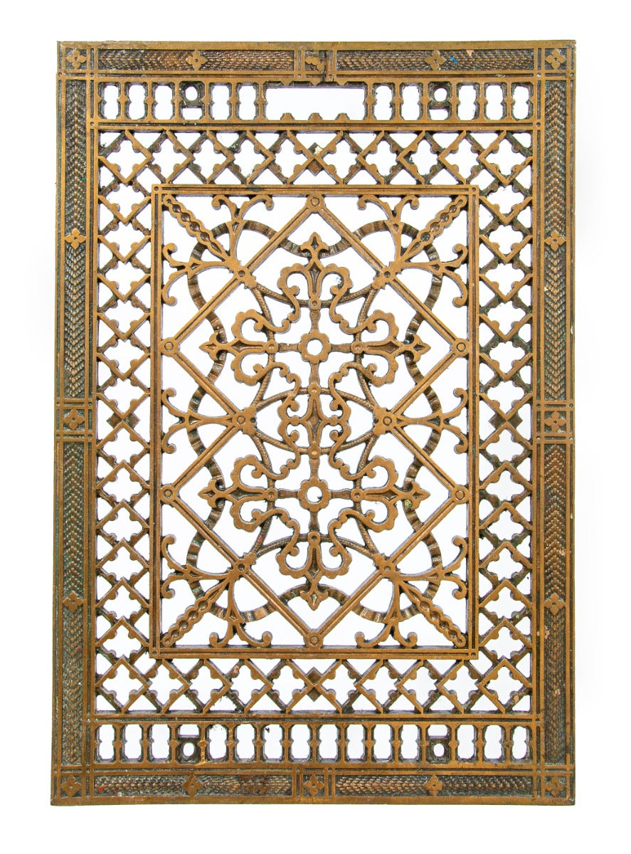 historically important solid bronze victorian-era floor grille or grate salvaged from henry ives cobb's chicago historical society building
