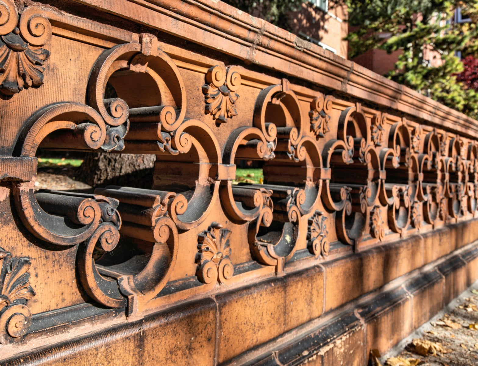 historically important gothic style 19th century original henry rohkam house exterior terra cotta fence assembly