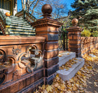 historically important gothic style 19th century original henry rohkam house exterior terra cotta fence assembly