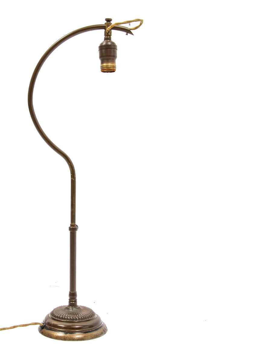 all original hard to find early 20th century c-arm faries table lamp with nicely aged surface patina