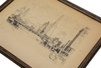 original framed and signed 1927 pencil drawing of downtown chicago by schneider