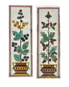 set of rare one-of-a-kind oversized hand-painted minton fireplace surround tiles salvaged from burnham and root's 1878 mary a. rozet house