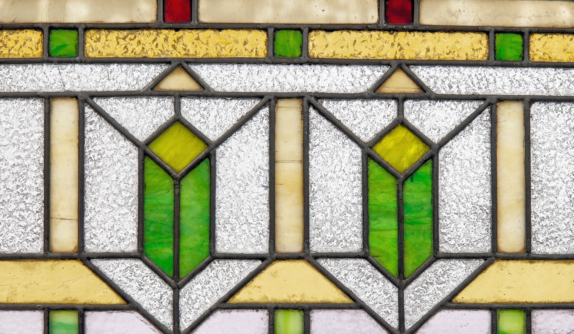 original and richly colored early 20th century antique american chicago schuler and mueller prairie style window