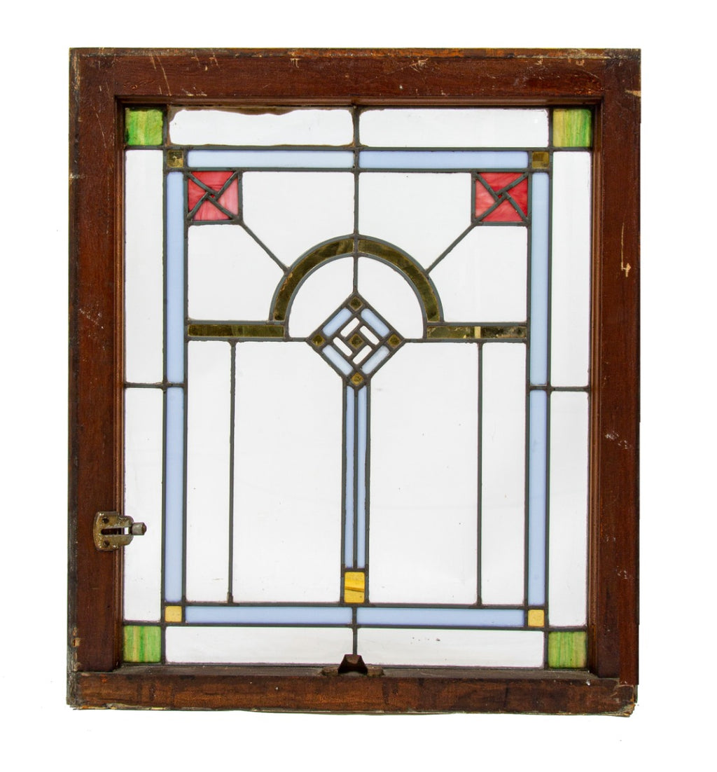 one of three matching exceptional salvaged chicago bungalow art glass windows by eberhardt & company