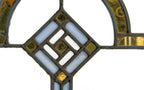 original late teens or early 1920s salvaged chicago leaded art glass prairie style window with abstract flower