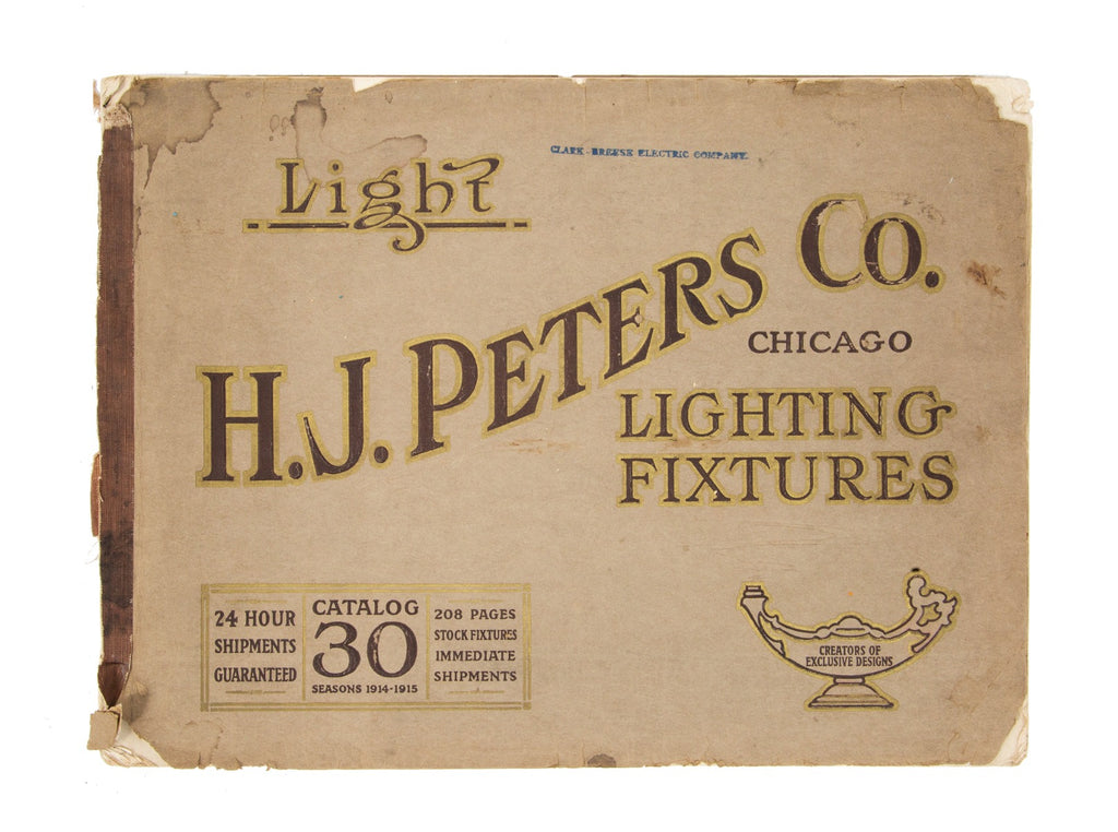 original h.j. peters and company 1914 chicago lighting fixture company catalog