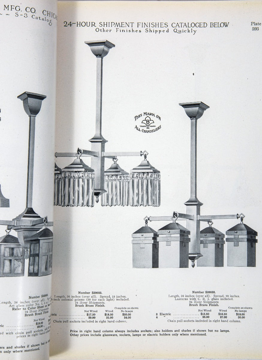 rare early 20th century softbound profusely illustrated saddle-stitched beardslee lighting "s-3" catalog