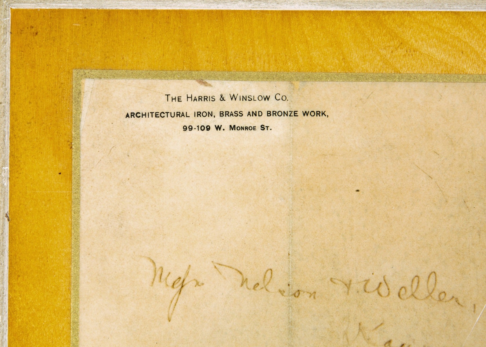 exceptionally rare original historically important 1887 william h. winslow hand-written letter from harris and winslow company