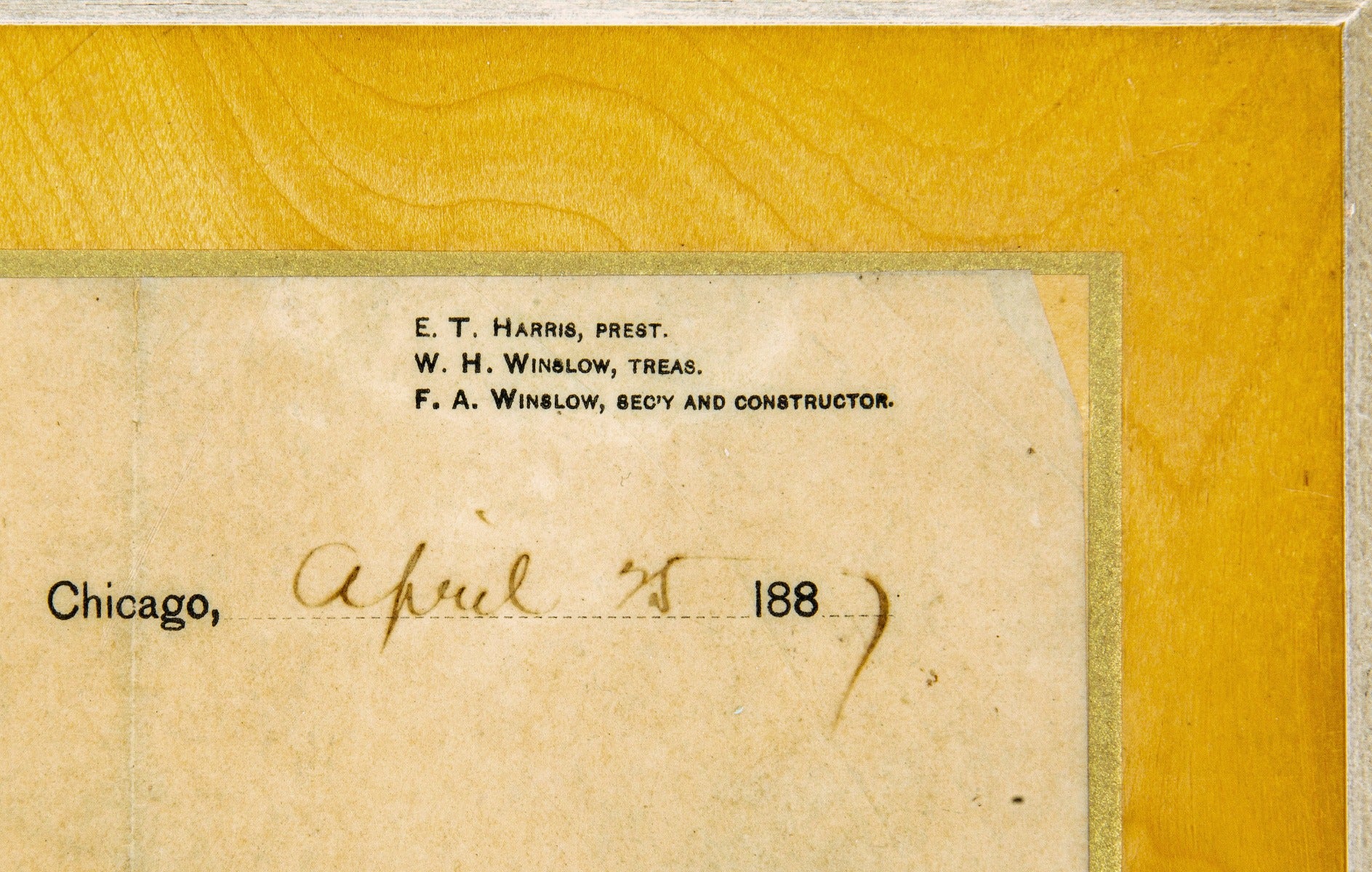 exceptionally rare original historically important 1887 william h. winslow hand-written letter from harris and winslow company