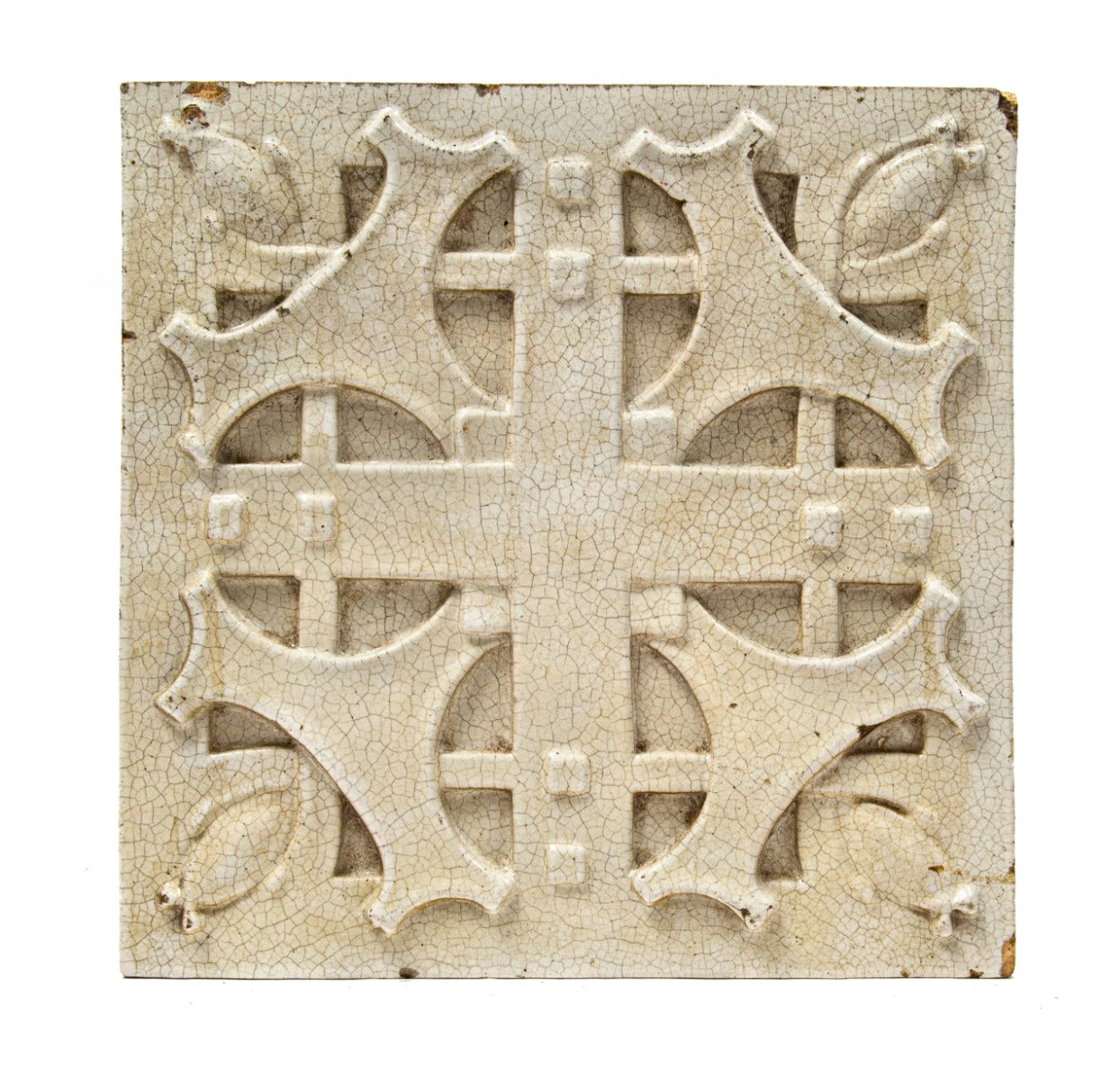 original early 20th century midland terra cotta company "sullivanesque" style terra cotta block with allover crazing