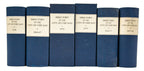 group of carefully rebound and/or archival-boxed city of chicago directories dating to before and after the great chicago fire of 1871