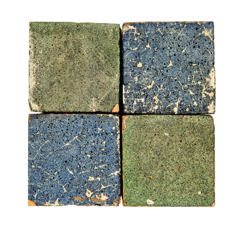 rare pond and pond exterior green and blue grueby tile module salvaged from the home for self-supporting women (1908)