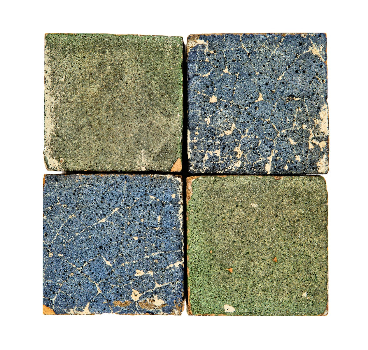 rare pond and pond exterior green and blue grueby tile module salvaged from the home for self-supporting women (1908)