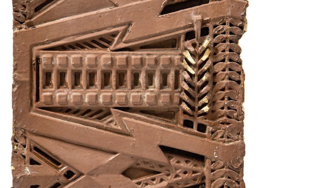 museum-quality 1902 dana-thomas house exterior painted staff "sumac" pattern frieze section