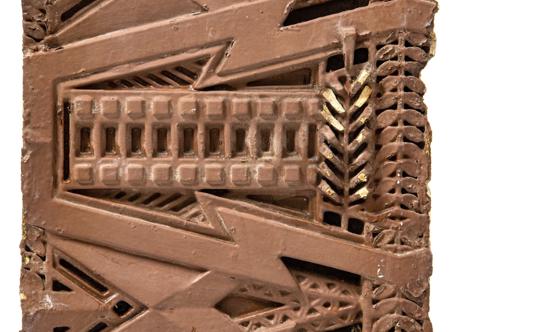 museum-quality 1902 dana-thomas house exterior painted staff "sumac" pattern frieze section