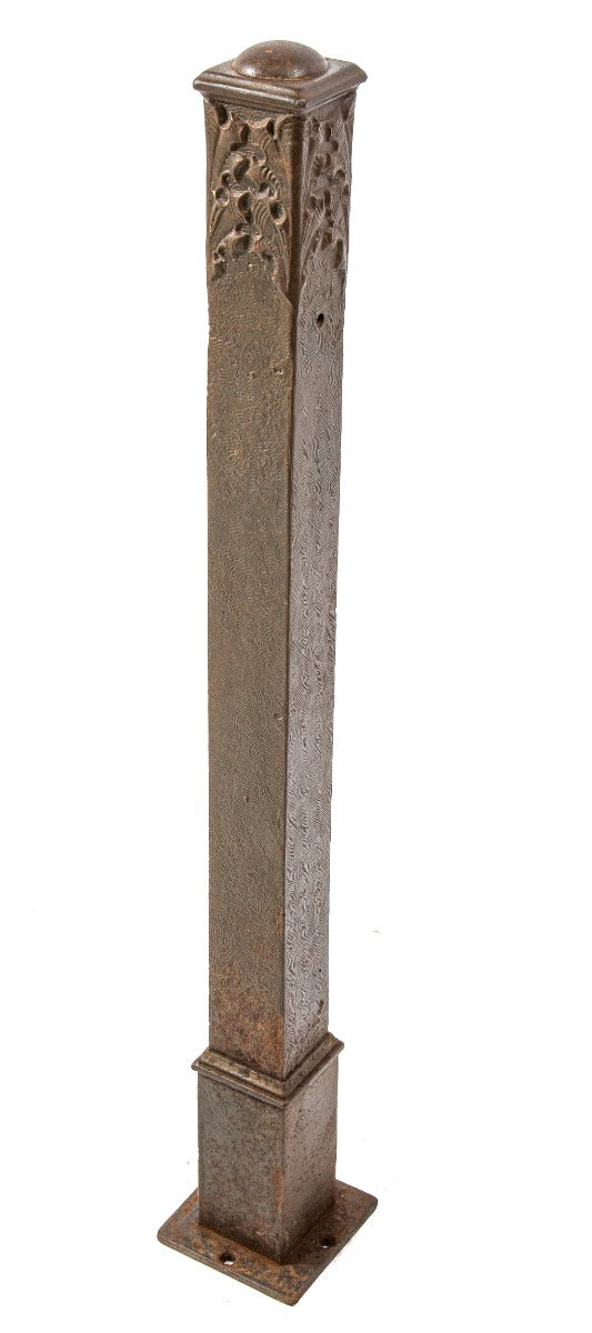 original frank lloyd wright-designed 1895 francisco terrace exterior cast iron newel post with four-sided leafage