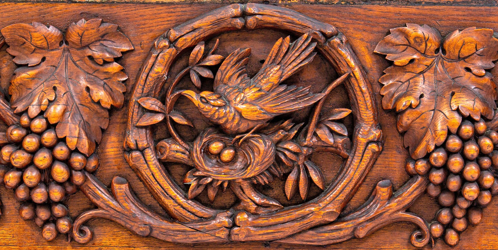 exceptional all original 1890s interior chicago mansion hand-carved oak wood entrance door frieze panel