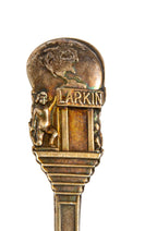 original diminutive j.d. larkin souvenir or gift silver spoon with richard bock sculpture