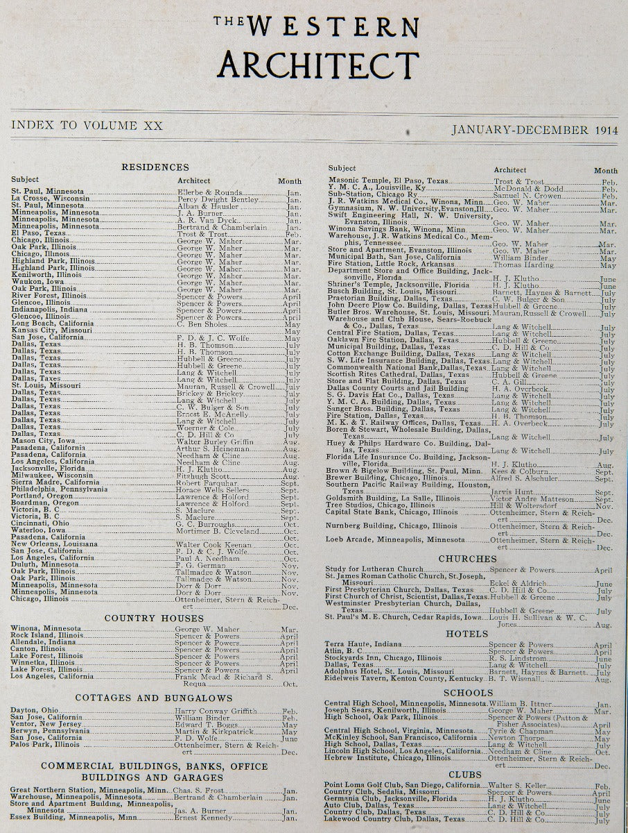 rare and profusely illustrated hardbound western architect magazine for 1914