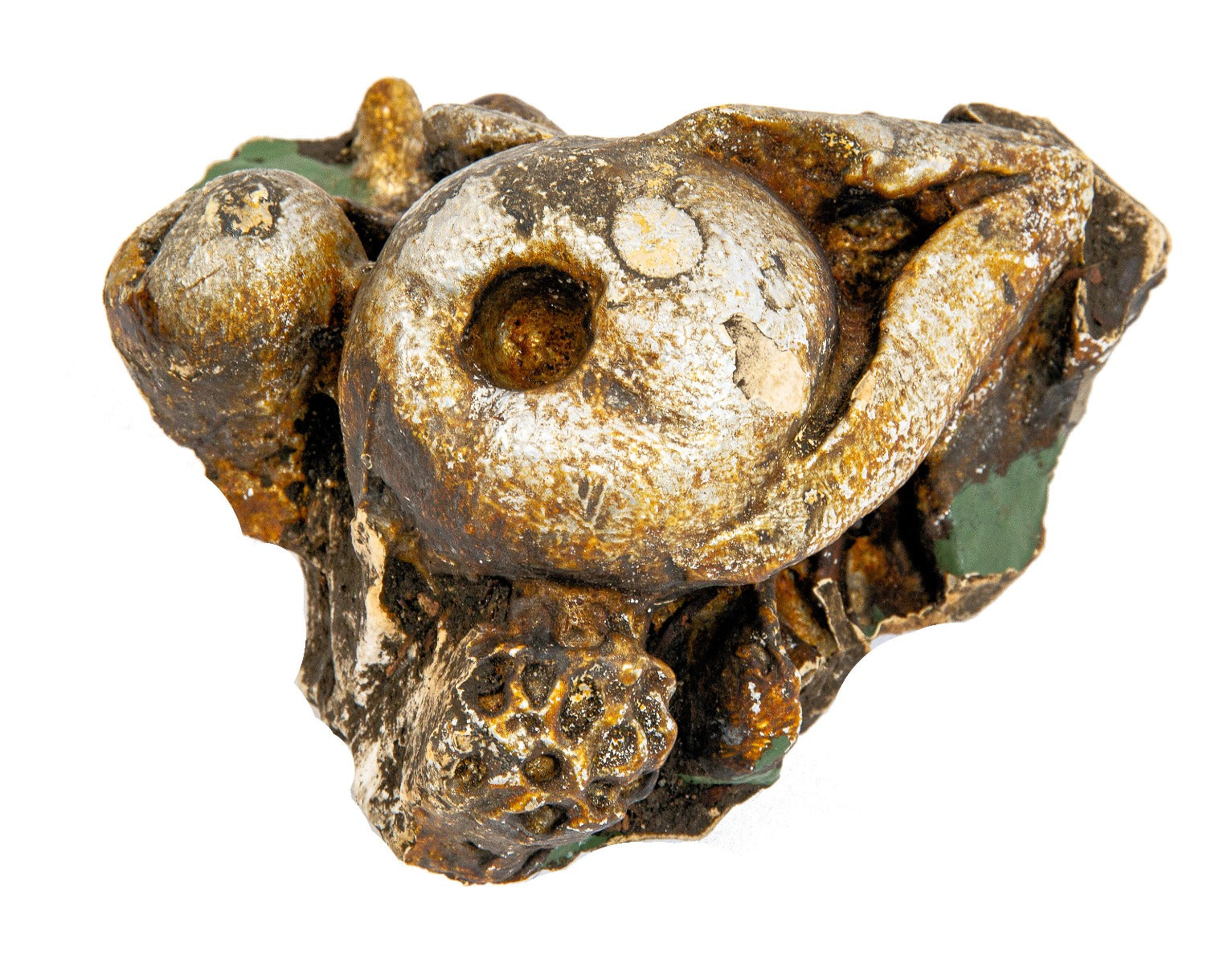 original custom-designed cast plaster ceiling ornament fragment from 1897 chicago public library building with metallic silver tiffany finish